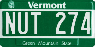 VT license plate NUT274