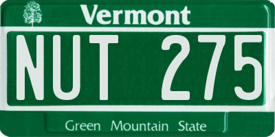 VT license plate NUT275