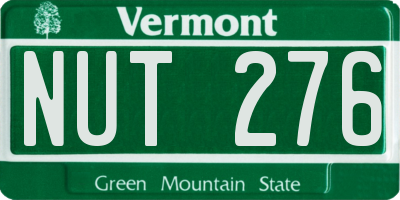 VT license plate NUT276