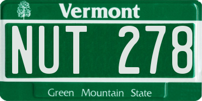 VT license plate NUT278