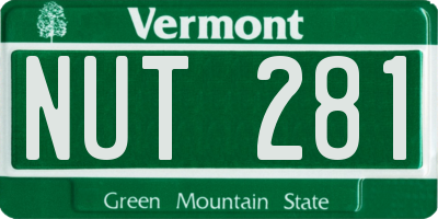 VT license plate NUT281
