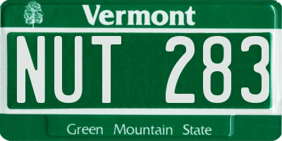 VT license plate NUT283
