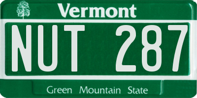 VT license plate NUT287