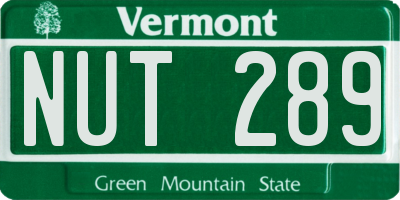 VT license plate NUT289