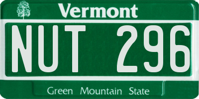 VT license plate NUT296