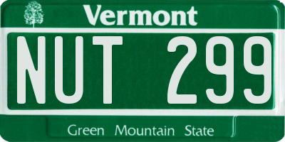 VT license plate NUT299