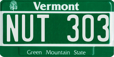 VT license plate NUT303