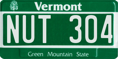 VT license plate NUT304