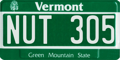 VT license plate NUT305
