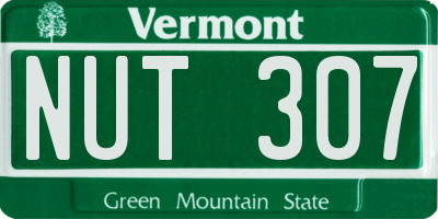 VT license plate NUT307