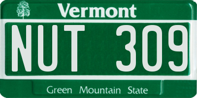 VT license plate NUT309