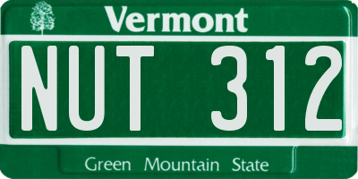 VT license plate NUT312