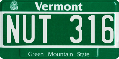 VT license plate NUT316