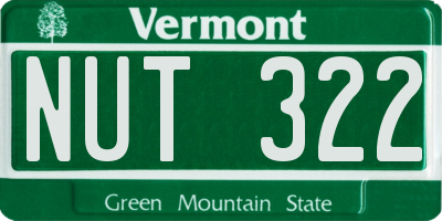 VT license plate NUT322