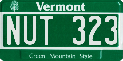 VT license plate NUT323