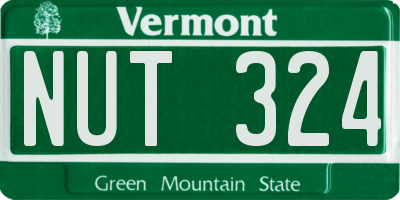 VT license plate NUT324