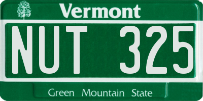 VT license plate NUT325