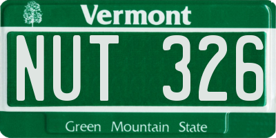 VT license plate NUT326