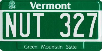 VT license plate NUT327