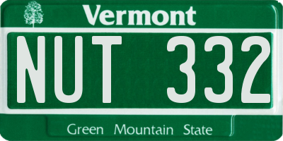 VT license plate NUT332