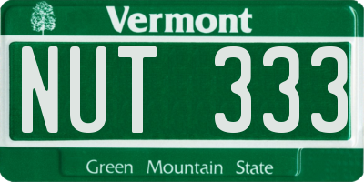 VT license plate NUT333