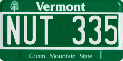 VT license plate NUT335