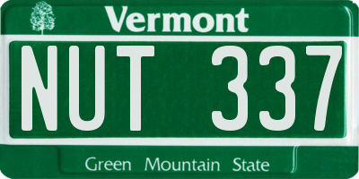 VT license plate NUT337