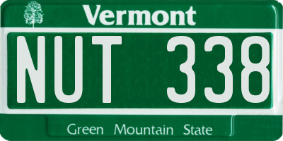 VT license plate NUT338