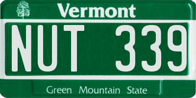 VT license plate NUT339