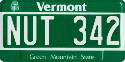 VT license plate NUT342