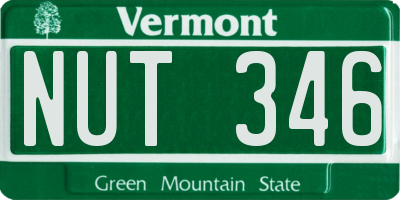 VT license plate NUT346