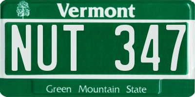 VT license plate NUT347