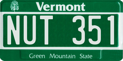 VT license plate NUT351