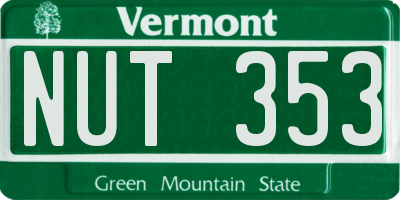 VT license plate NUT353