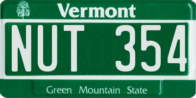 VT license plate NUT354