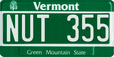 VT license plate NUT355