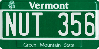 VT license plate NUT356