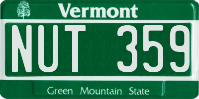 VT license plate NUT359