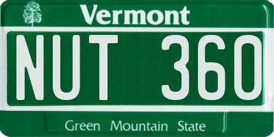 VT license plate NUT360