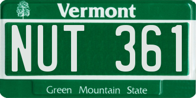 VT license plate NUT361