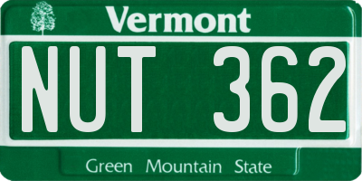 VT license plate NUT362