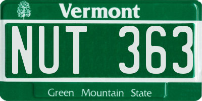 VT license plate NUT363
