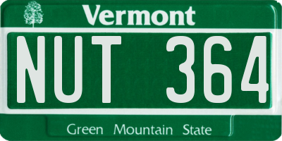 VT license plate NUT364