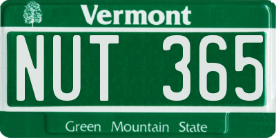 VT license plate NUT365