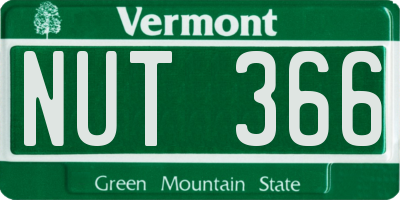 VT license plate NUT366