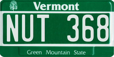 VT license plate NUT368