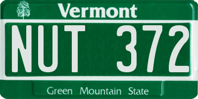 VT license plate NUT372