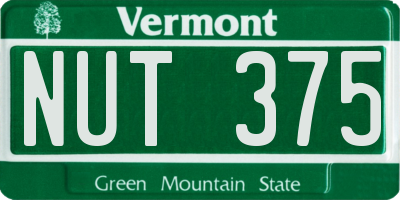 VT license plate NUT375