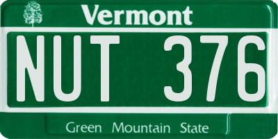 VT license plate NUT376