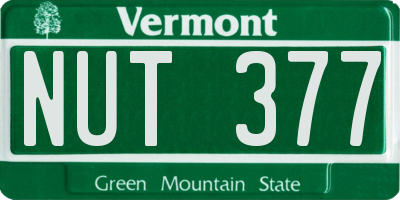 VT license plate NUT377